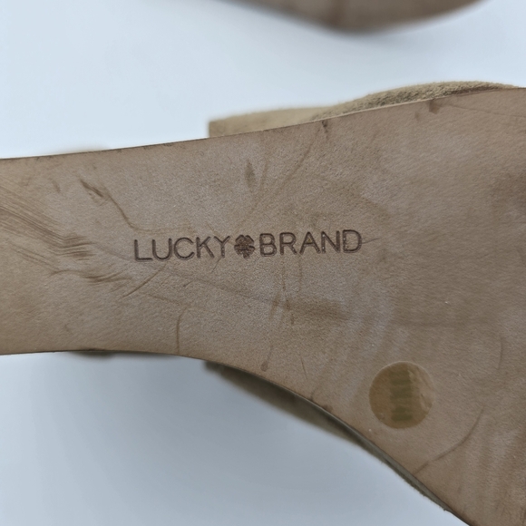 Lucky Brand Reevas Wedge Peep-Toe Ankle Booties, Tan Suede, Women's 10 - Picture 12 of 16